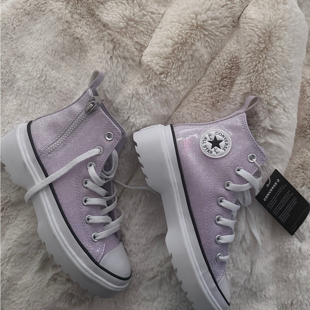 Converse Women's Glitter High-Top Sneakers - Light Purple-Size 4 Big Kid/6 Women